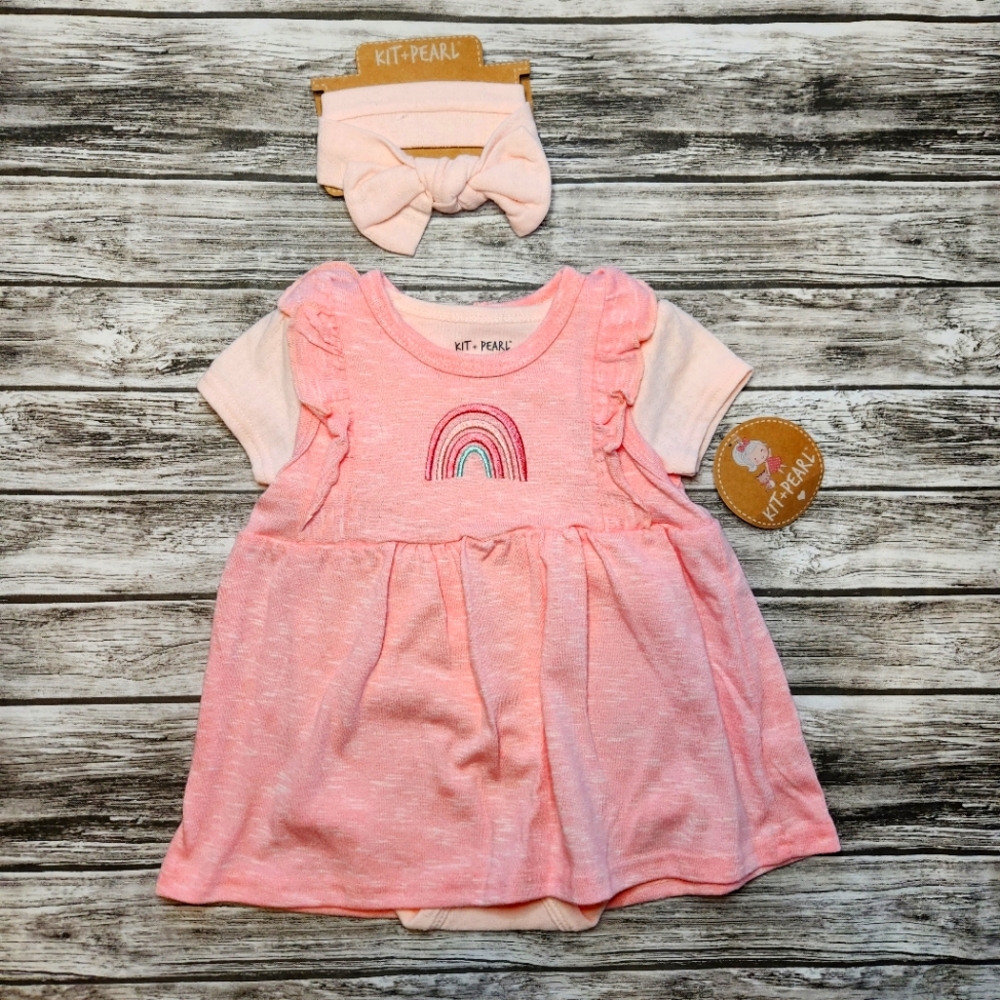 Kit + Pearl pink rainbow dress set